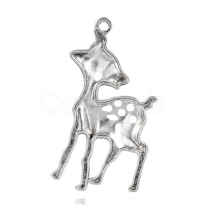 Deer Tibetan Style Alloy Big Pendants TIBEP-F061-01AS-1