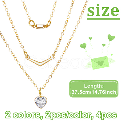 4Pcs 2 Colors Alloy Crystal Rhinestone 3 Layered Necklaces NJEW-HY0001-25B-1