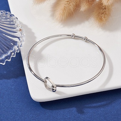 Stainless Steel Hollow Out Heart Bangle BJEW-YW0001-08P-1