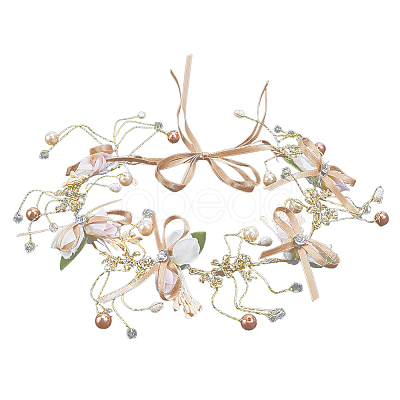 1Pc Alloy with Resin and Polyester Headpiece Cap AJEW-CY0001-92-1