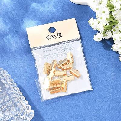 SHEGRACE Brass Ribbon Crimp Ends XGR0061G-60G-1