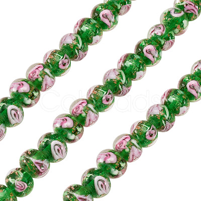 1 Strand Handmade Lampwork Inner Flower Rondelle Beads Strands LAMP-TA0002-72G-1