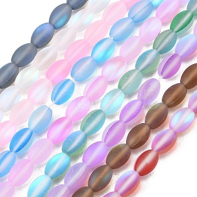 Dyed Synthetic Moonstone Beads Strands G-G458-B01-12x8mm-1