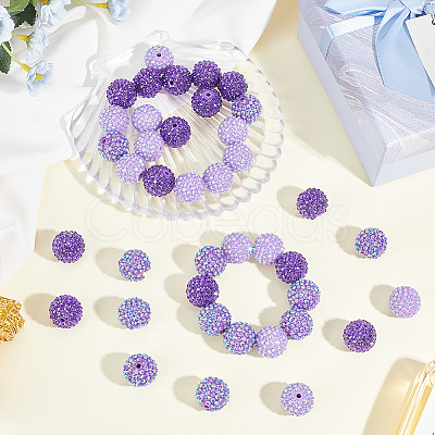 45Pcs 3 Colors Resin Rhinestone Bubblegum Ball Beads RESI-ME0001-38-1