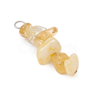 3Pcs Natural Aquamarine & Citrine & Flower Amazonite Chip Beaded Constellation Pendants PALLOY-JF03043-03-1