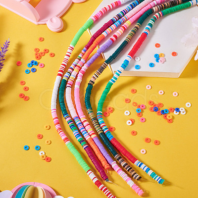 6 Strands 6 Colors Handmade Polymer Clay Bead Strands CLAY-TA0001-39-1