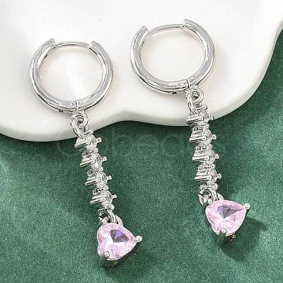 Brass Micro Pave Cubic Zirconia Hoop Dangle Earrings KK-CBA8324-07P-01-1