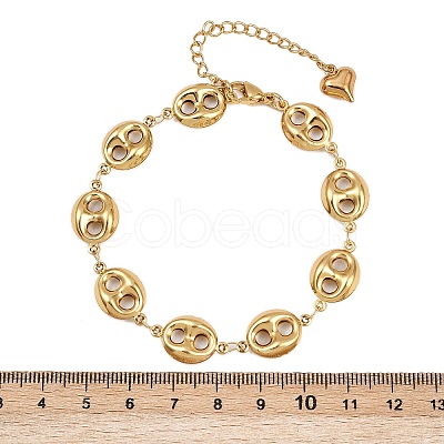 304 Stainless Steel Coffee Bean Link Chain Bracelets BJEW-D359-14A-G-1