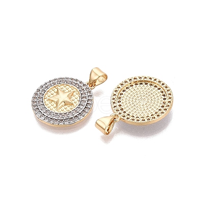 Brass Micro Pave Clear Cubic Zirconia Pendants KK-N287-44GP-04-1
