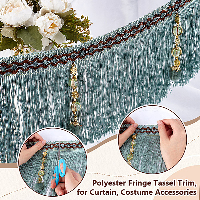 4M Polyester Fringe Tassel Trim DIY-OC0013-37A-1