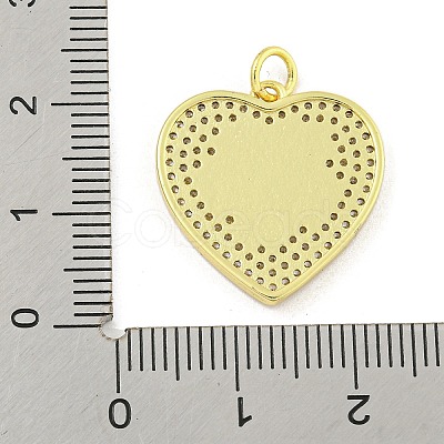 Rack Plating Heart with Flower Brass Micro Pave Clear Cubic Zirconia KK-Z053-23G-03-1