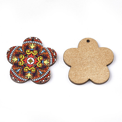 Printed Basswood Pendants WOOD-S045-018B-1