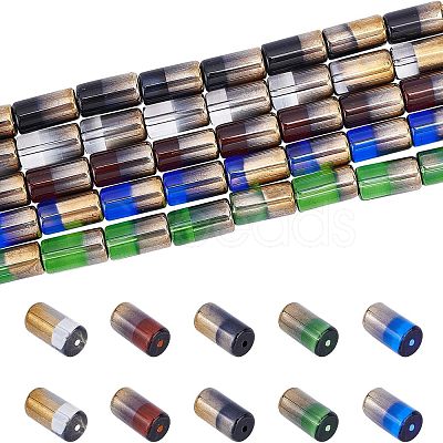 5 Strands 5 Colors Half Electroplate Glass Beads EGLA-NB0001-18-1