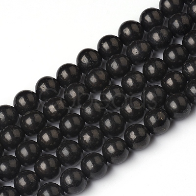 Natural Shungite Beads Strands G-I271-C03-4mm-1