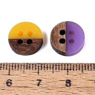 Opaque Resin & Walnut Wood Buttons RESI-N053-36-1