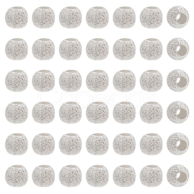 50Pcs Round 925 Sterling Silver Textured Beads STER-PH0001-66-1