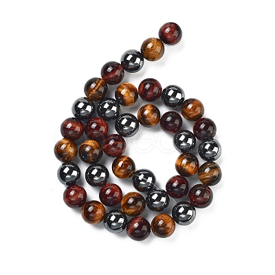 Natural Tiger Iron & Synthetic Hematite Beads Strands G-H1581-10mm-1