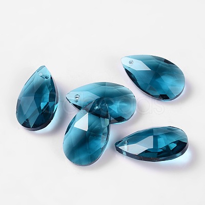 Faceted Teardrop Glass Pendants GLAA-O008-B16-1