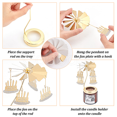 Birthday Cake Stainless Steel Rotating Tealight Candle Holders DIY-WH0488-99-1