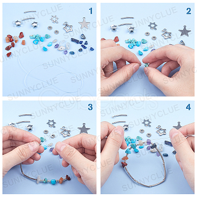 DIY Gemstone Bead Stretch Bracelets Making Kits DIY-SC0012-17-1