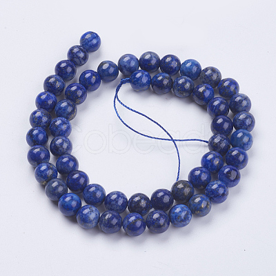 Natural Lapis Lazuli(Filled Color Glue) Beads Strands G-K269-01-8mm-1