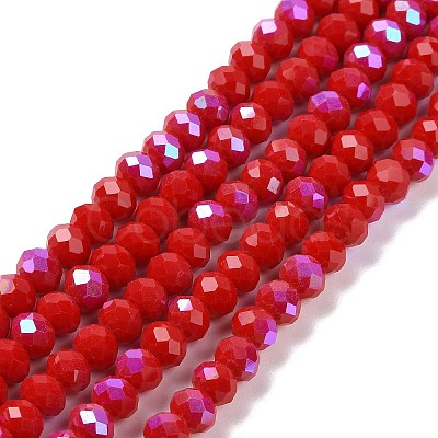 Electroplate Opaque Solid Color Glass Beads Strands EGLA-A034-P6mm-L04-1