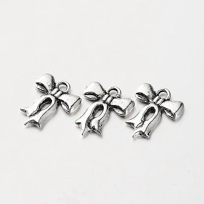 Tibetan Style Alloy Bowknot Bow Charms TIBEP-O009-20-1
