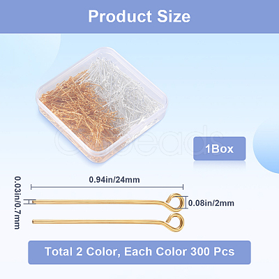 600Pcs 2 Colors Brass Eye Pin KK-SP0001-68A-1