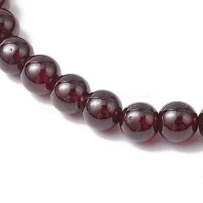 Round Natural Grade AAAA Garnet Beads Stretch Bracelets for Men Women BJEW-JB11825-03-1