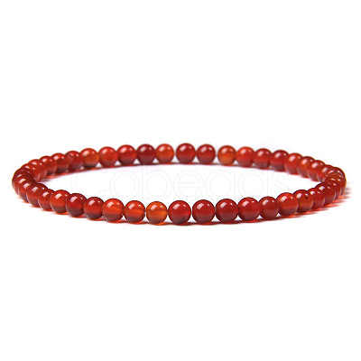 4mm Round Natural Carnelian Beads Bracelet for Men KG3069-11-1