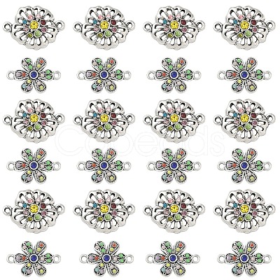 4Pcs 2 Styles Alloy Colorful Rhinestone Links Connectors ALRI-YW0001-30-1