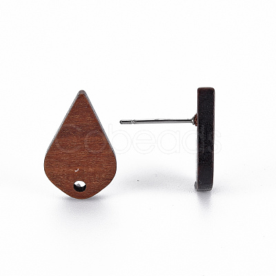 Walnut Wood Stud Earring Findings WOOD-S054-50-1