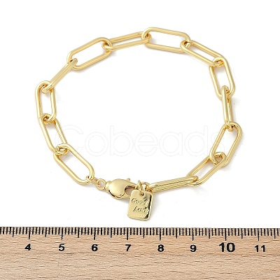Brass Paperclip Chain Bracelets BJEW-H537-10G-1