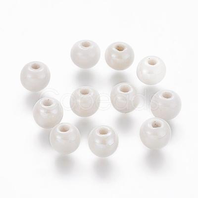 Glazed Porcelain Round Beads PORC-S489-6mm-01-1