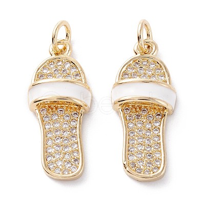 Brass Micro Pave Clear Cubic Zirconia Pendants ZIRC-A019-11G-1