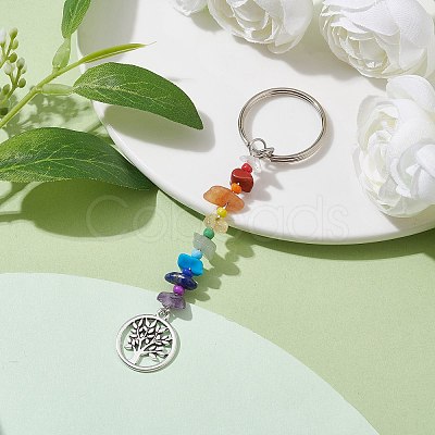 Tree of Life Tibetan Style Alloy Pendant Keychains KEYC-JKC00689-1
