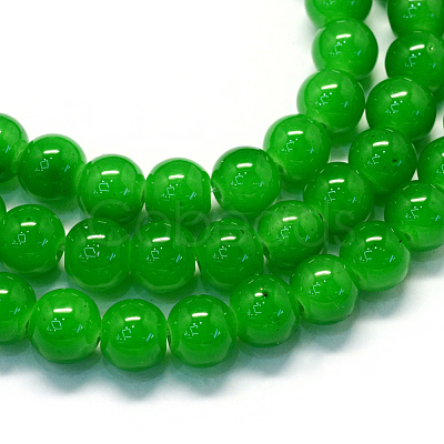 Baking Painted Imitation Jade Glass Round Bead Strands X-DGLA-Q021-6mm-10-1