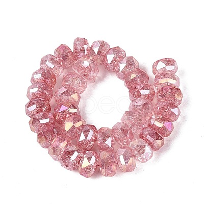 Electroplate Transparent Crackle Glass Beads Strands EGLA-Q135-01A-B08-1