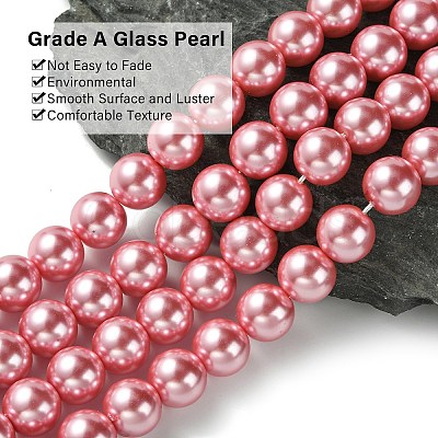 Eco-Friendly Glass Pearl Bead Strands X-HY-A008-12mm-RB109-1