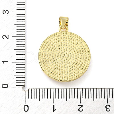 Rack Plating Brass Pave Shell Flat Round Pendants KK-Z063-11G-02-1