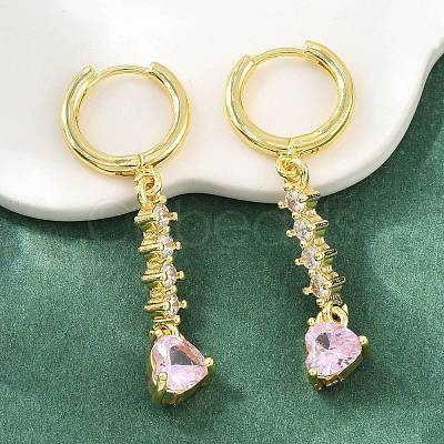 Brass Micro Pave Cubic Zirconia Hoop Dangle Earrings KK-CBA8324-07G-01-1