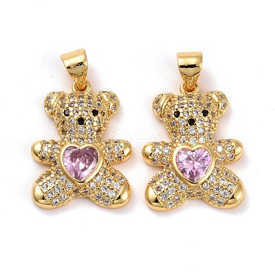 Brass Micro Pave Cubic Zirconia Pendants KK-K258-24-RS-1