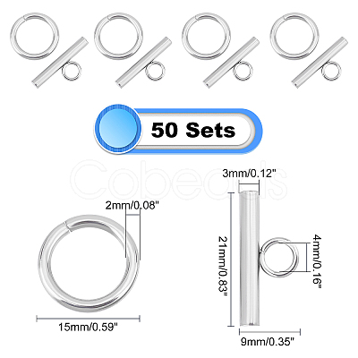 Unicraftale 50 Sets 304 Stainless Steel Toggle Clasps STAS-UN0037-39-1