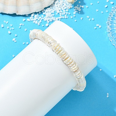 Electroplated Shell Pearl Heishi Beads Stretch Bracelets BJEW-JB14159-1