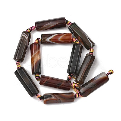 Natural Banded Agate/Striped Beads Strands G-A306-B02-01-1