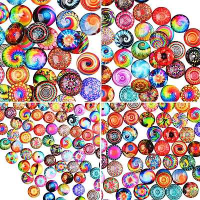 280Pcs 4 Styles Flat Back Glass Cabochons GGLA-SZ0001-32-1