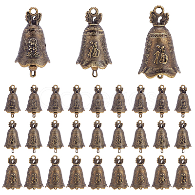 30Pcs 3 Styles Chinese Element Alloy Pendants FIND-GA0008-90-1