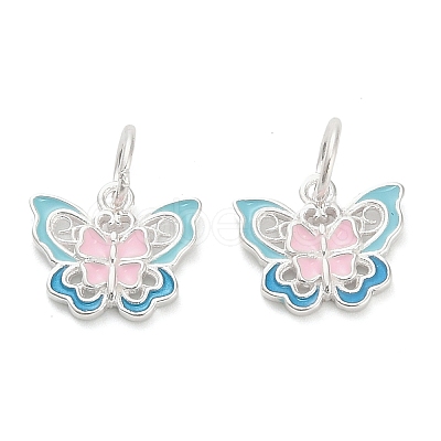 925 Sterling Silver Enamel Pink and Sky Blue Butterfly Charms STER-P071-08S-1