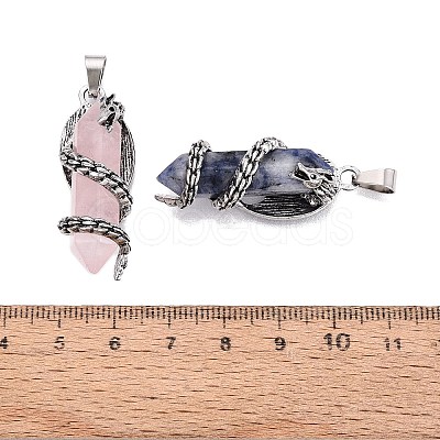 Natural & Synthetic Mixed Stone Double Terminal Pointed Pendants GG-N001-02AS-1