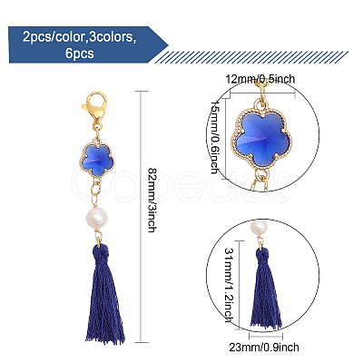 6Pcs 3 Colors Cotton Thread Tassel Big Pendant Decorations HJEW-CA0001-48-1